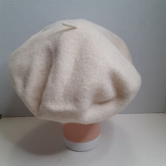 Vintage Cream Wool Women's Beret Flat Hat - Picture 5 of 10